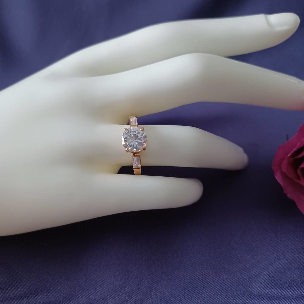 Swarovski Elements - Size 6¾ - Gold tone ring as pictured